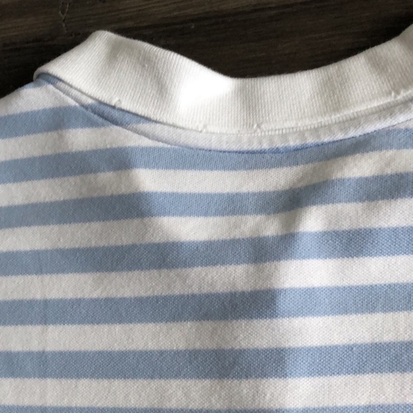Aerie Crop Star Polo Blue White Stripe Distressed Medium Oversized - Picture 9 of 12